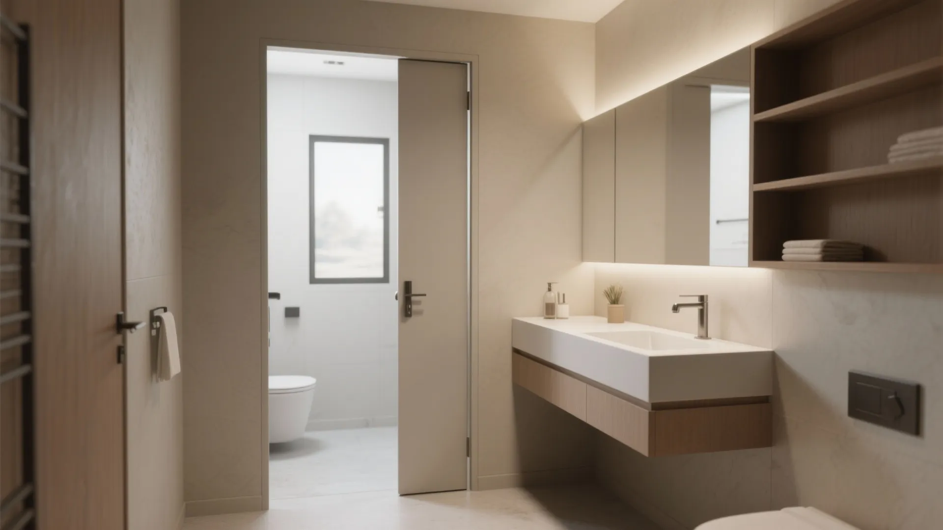 3. Pocket doors for bathroom privacy
