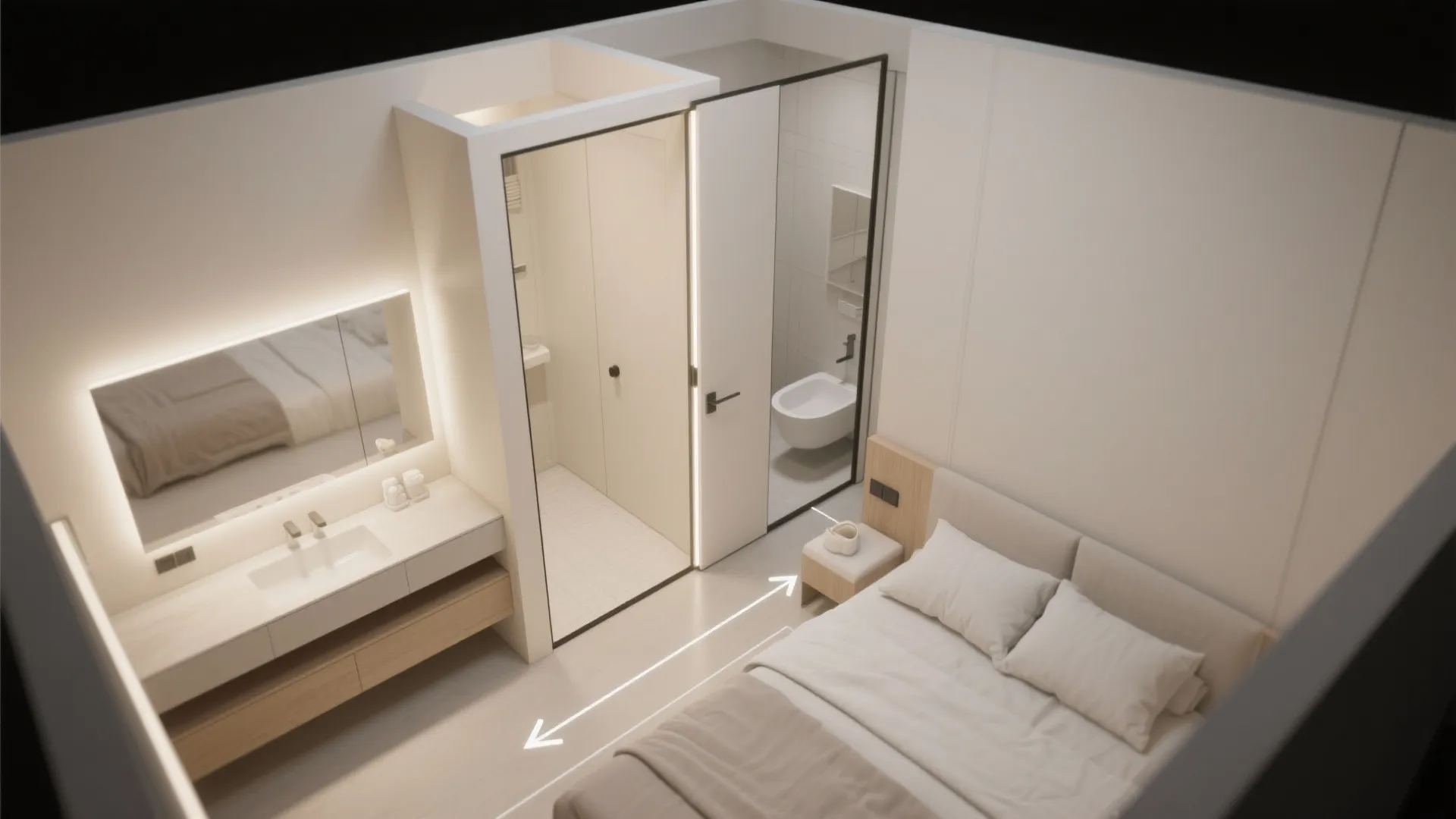 Pocket door bath to reclaim circulation