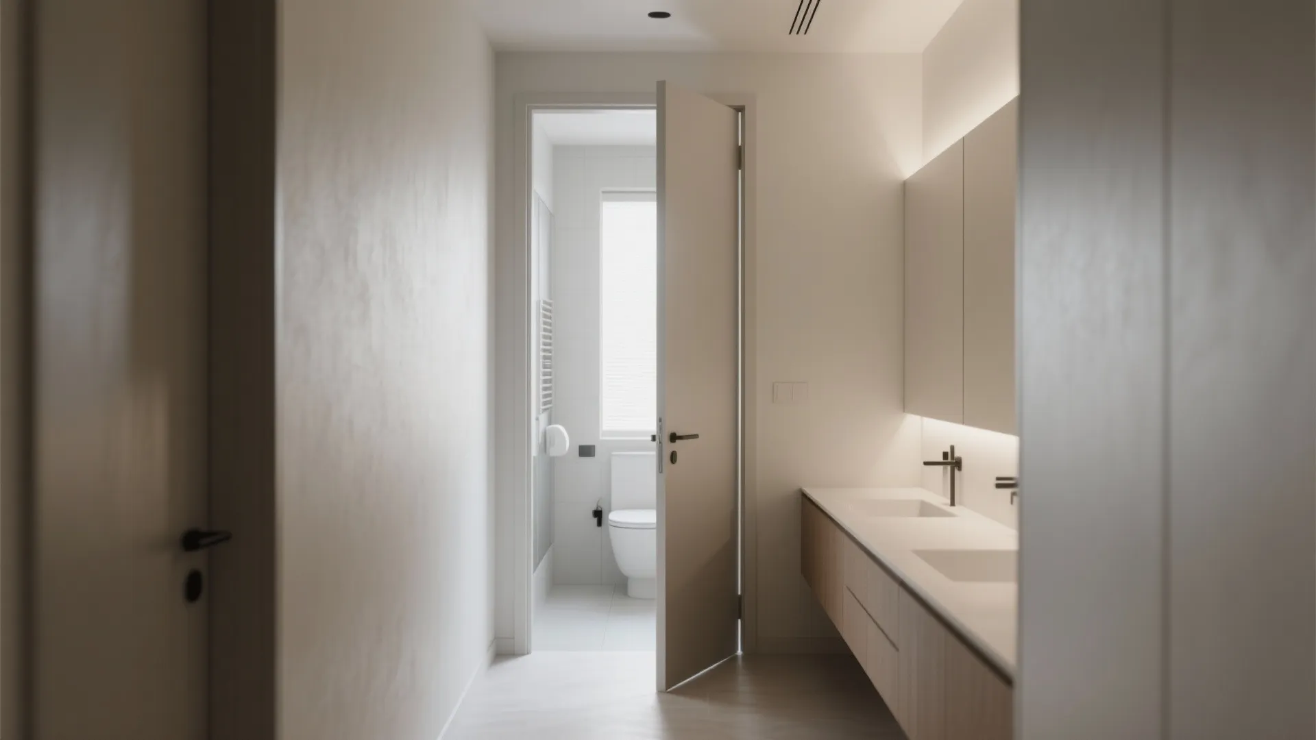 2. Pocket door with minimalist hardware