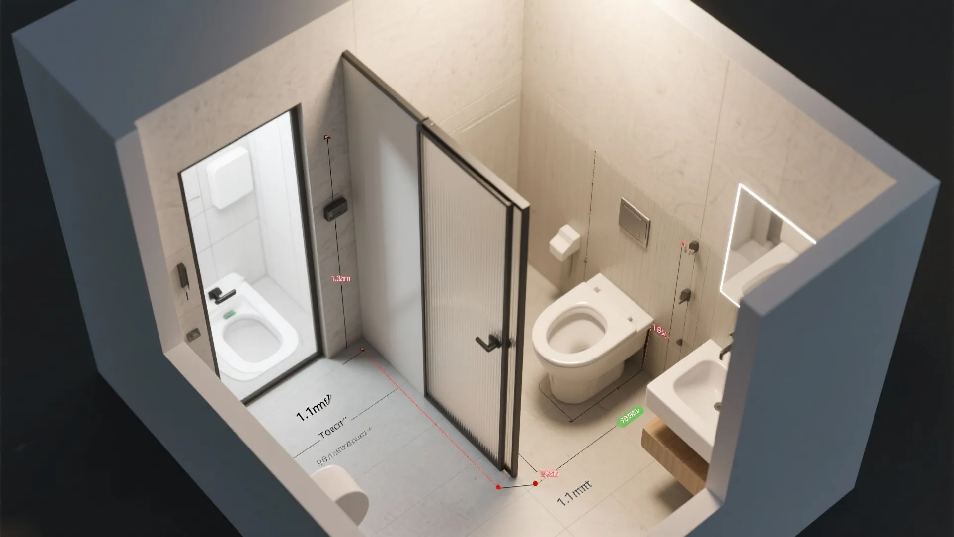 1. Pocket door and clever layout