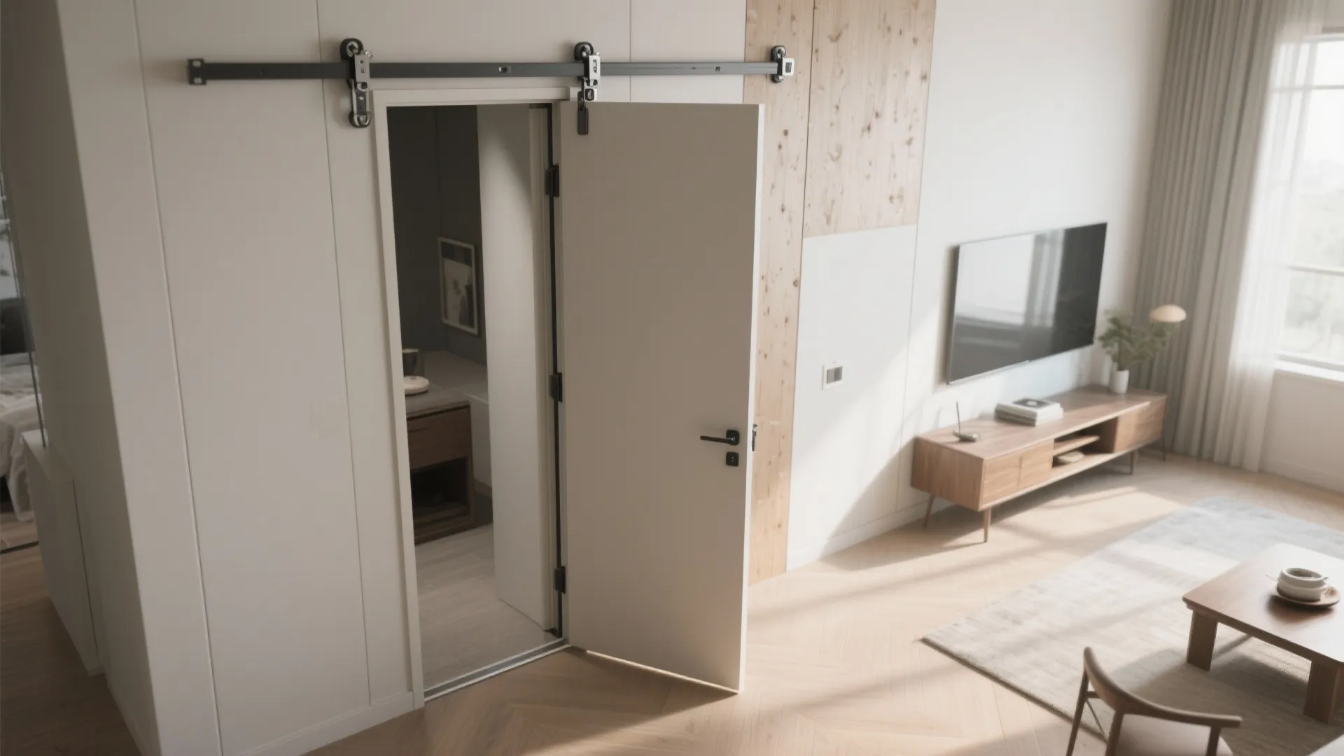 2. Pocket door to save floor space