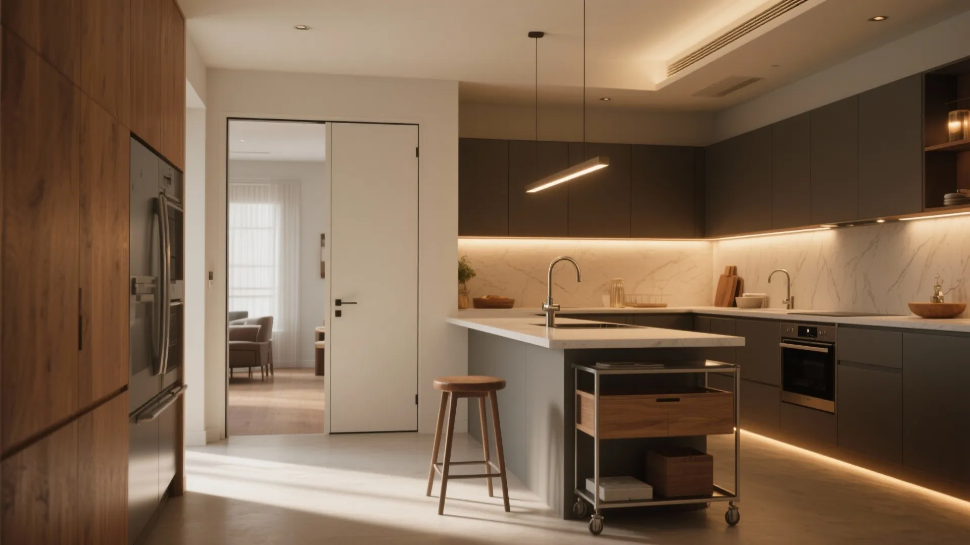 5. Pocket doors, clever lighting, and multifunction islands