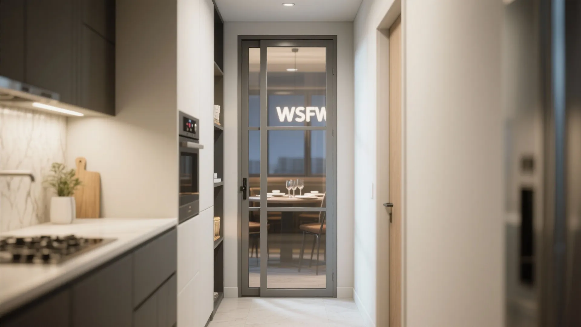 2. Pocket or sliding doors with a restaurant aesthetic