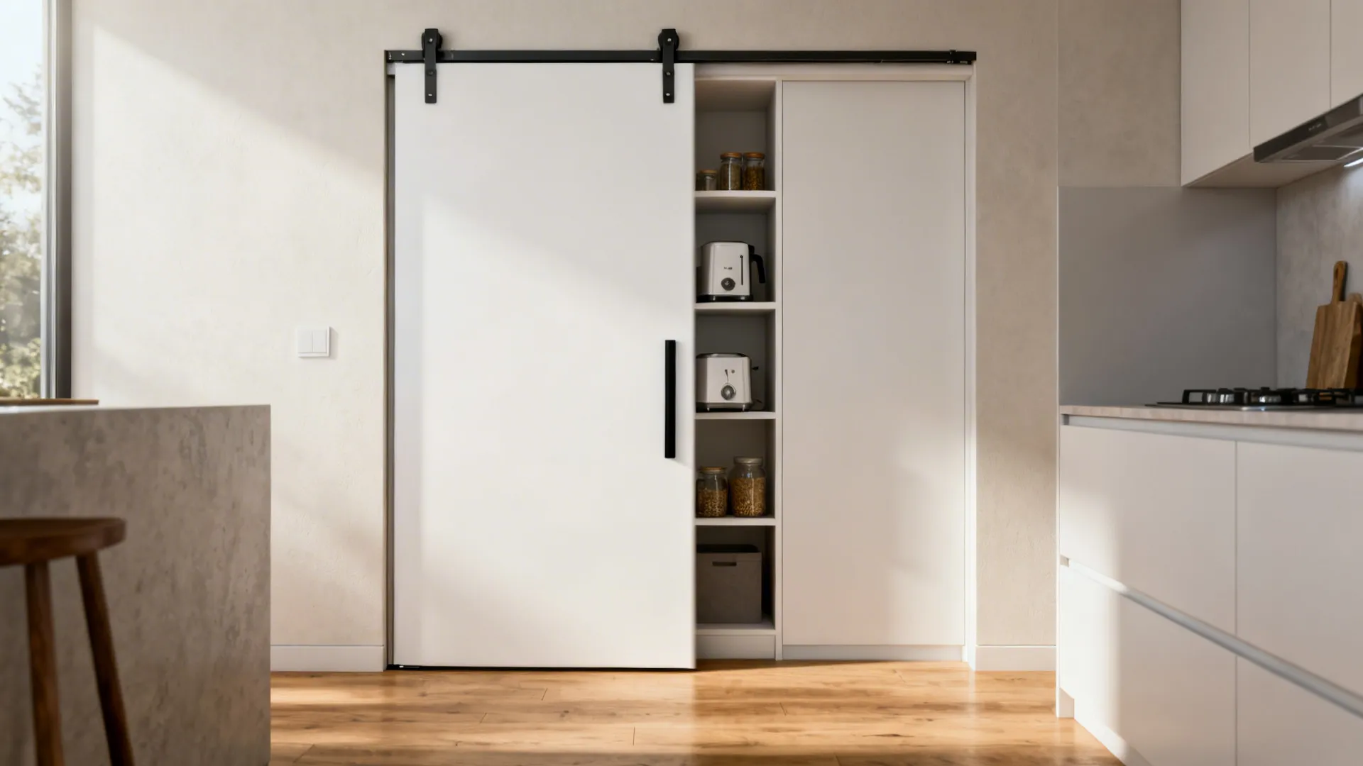 Pocket Door with Side Pantry Wall