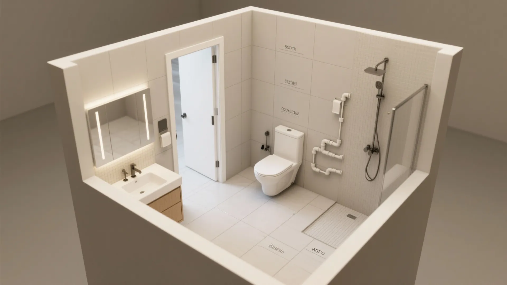 4. Pocket door and smart fixture placement