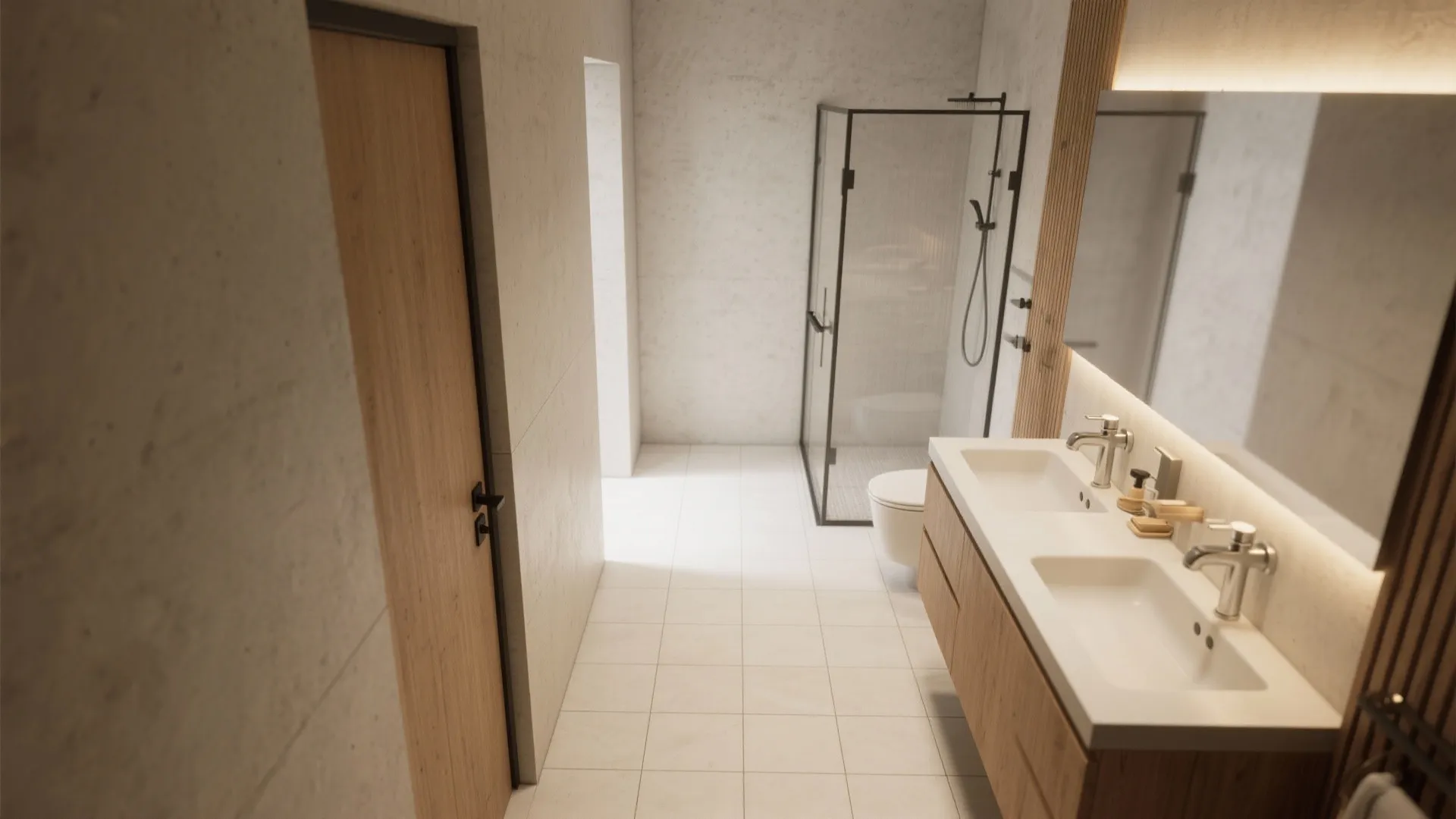 4) Pocket door and clear glass: reclaim circulation