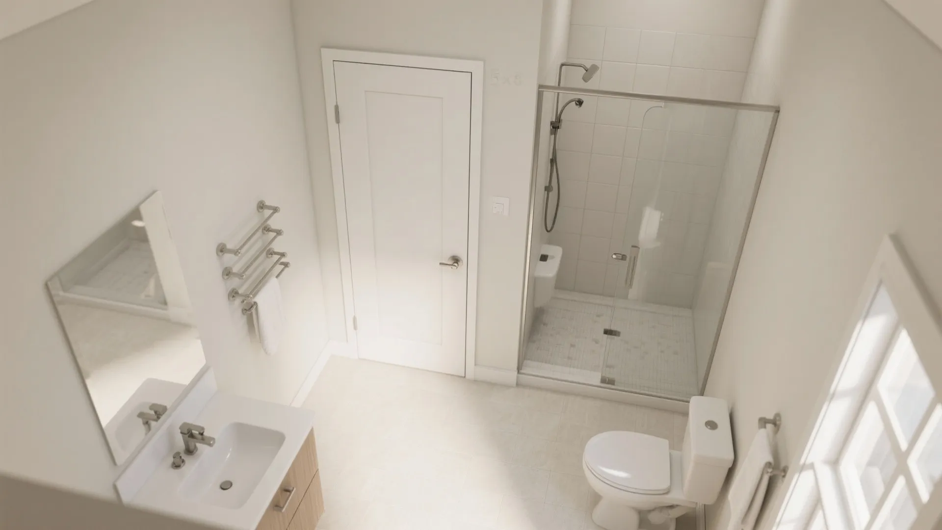 Pocket door and circulation that respects clearances