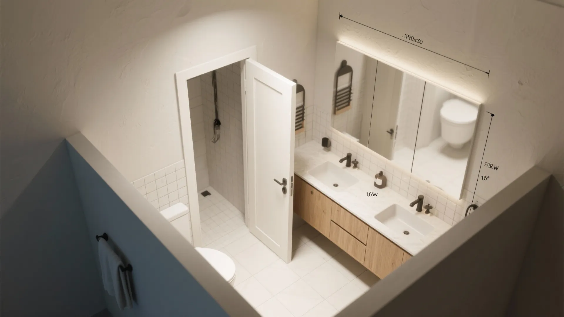 3. Pocket door: saves swing space