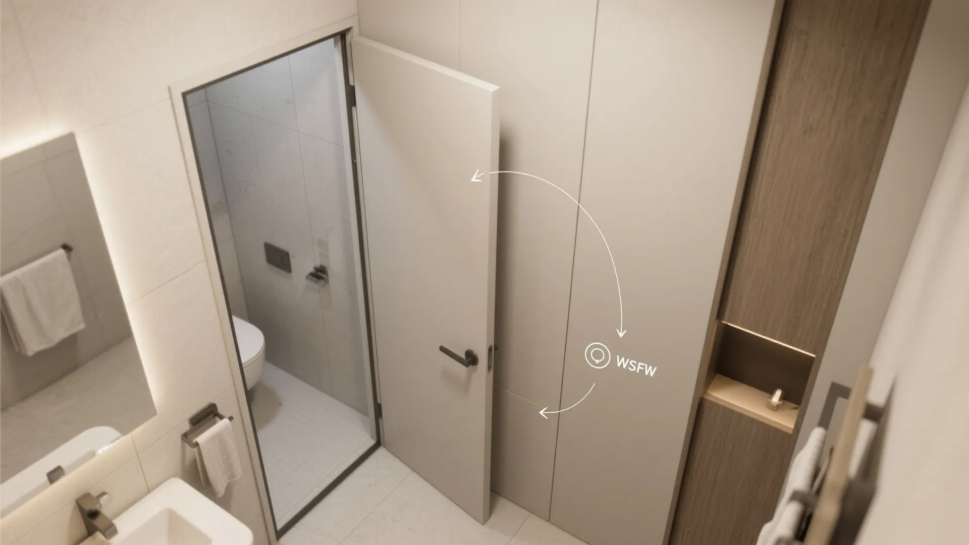 3. Pocket door or sliding panel to save swing space