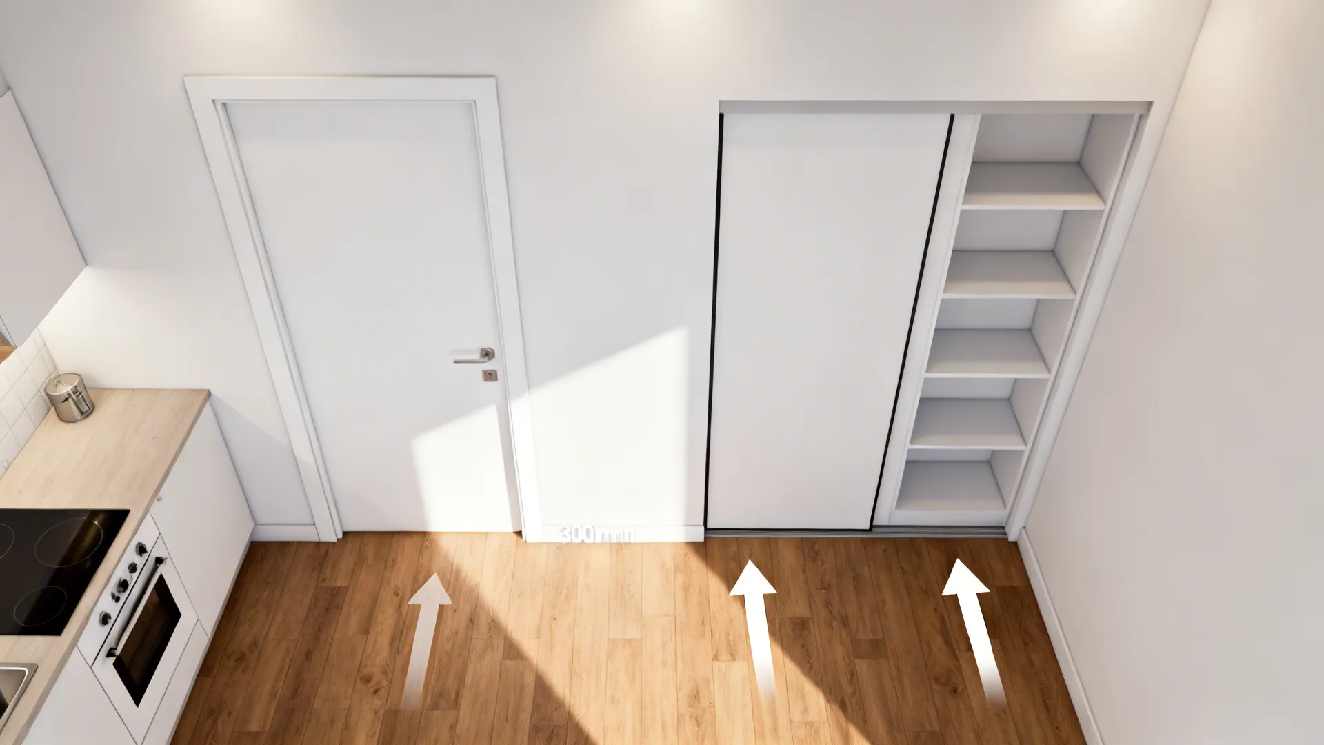 Pocket Door with Side Pantry Wall