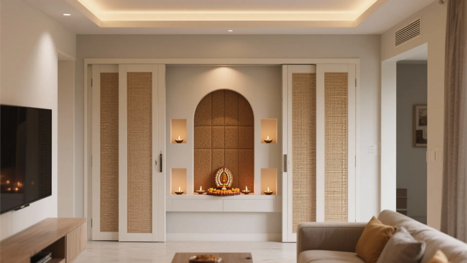 Pocket doors and acoustic panels for quiet rituals