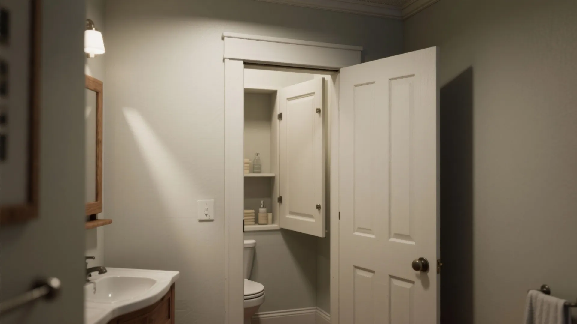 5. Pocket doors and recessed medicine cabinets