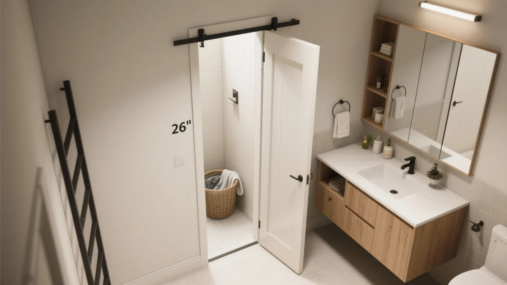 1. Pocket Door with Narrow Opening