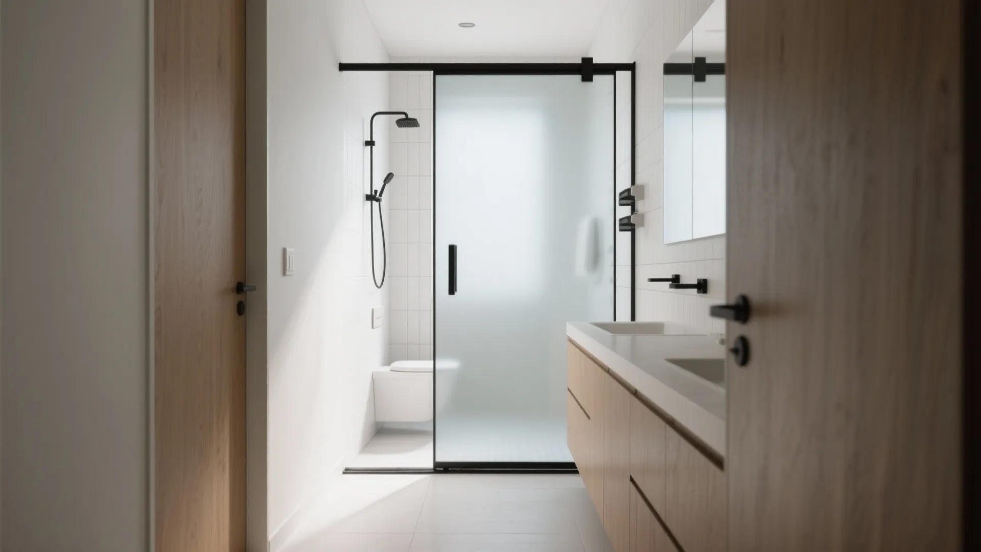 Sliding or Pocket Door to Zone the Shower
