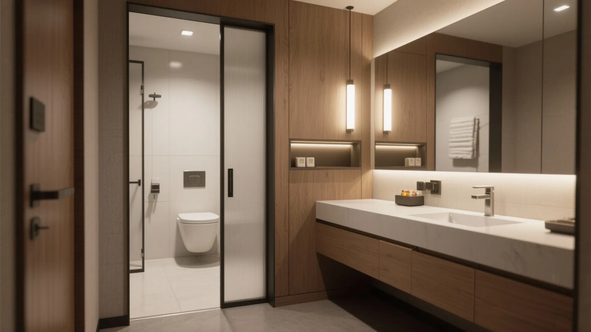 2. Use pocket doors and compact fixtures