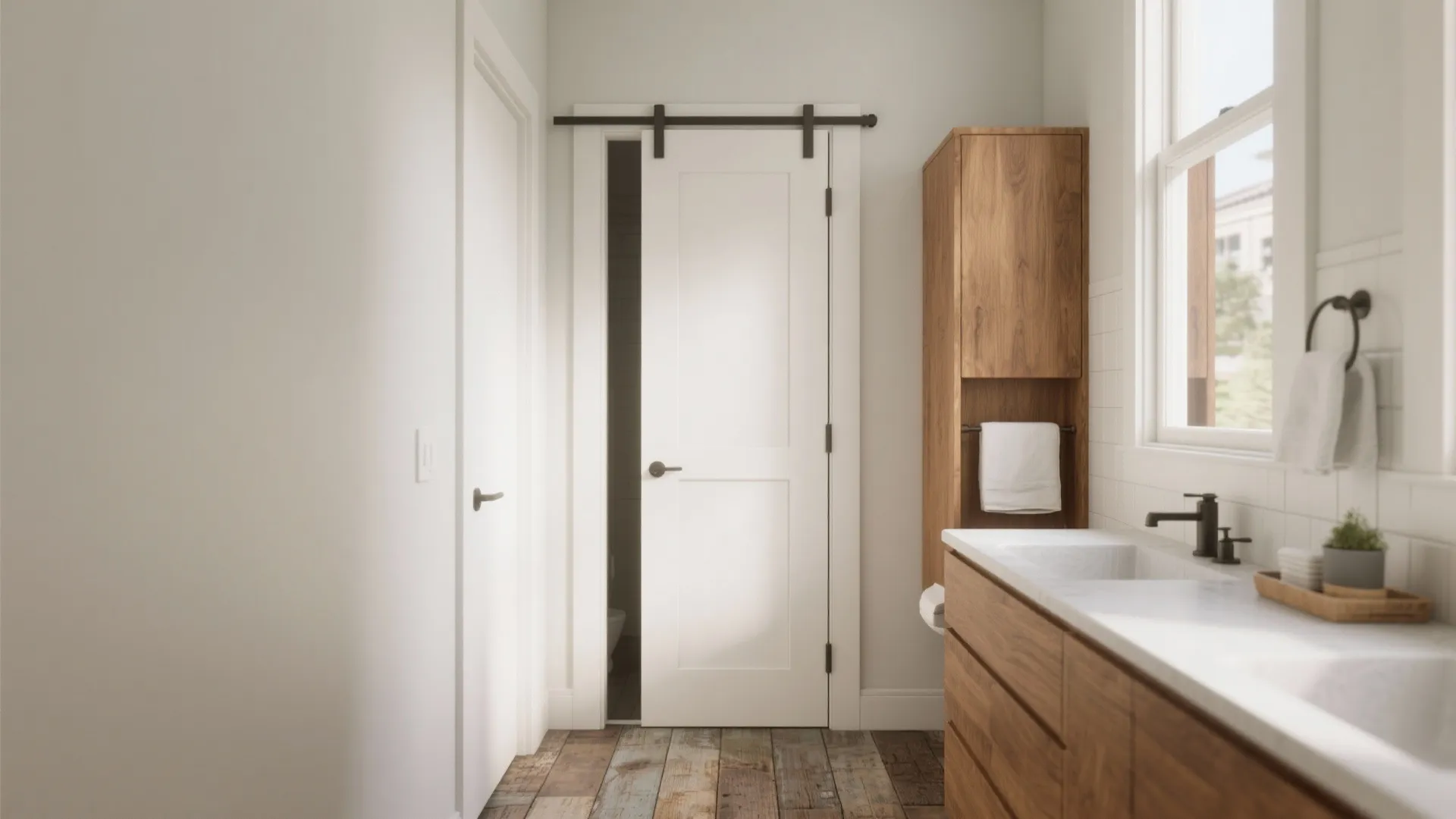 2. Pocket door to recover floor space