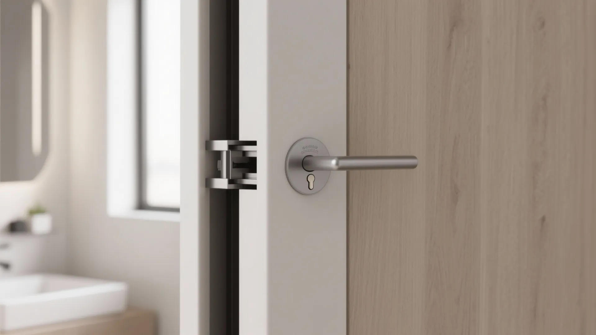 1. Pocket door + slim privacy thumbturn