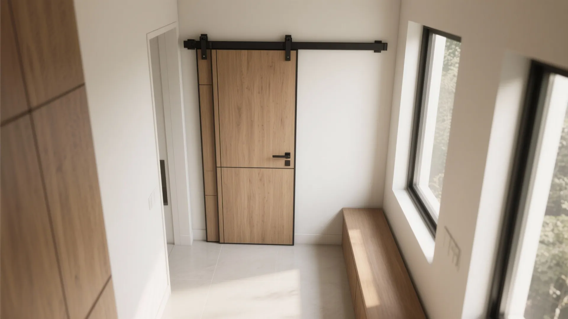 Sliding Pocket Door for Tight Corridors