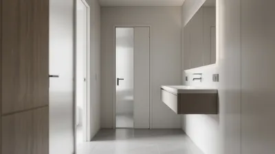 Modern Minimalist Bathroom with Floating Vanity & Soft Lighting