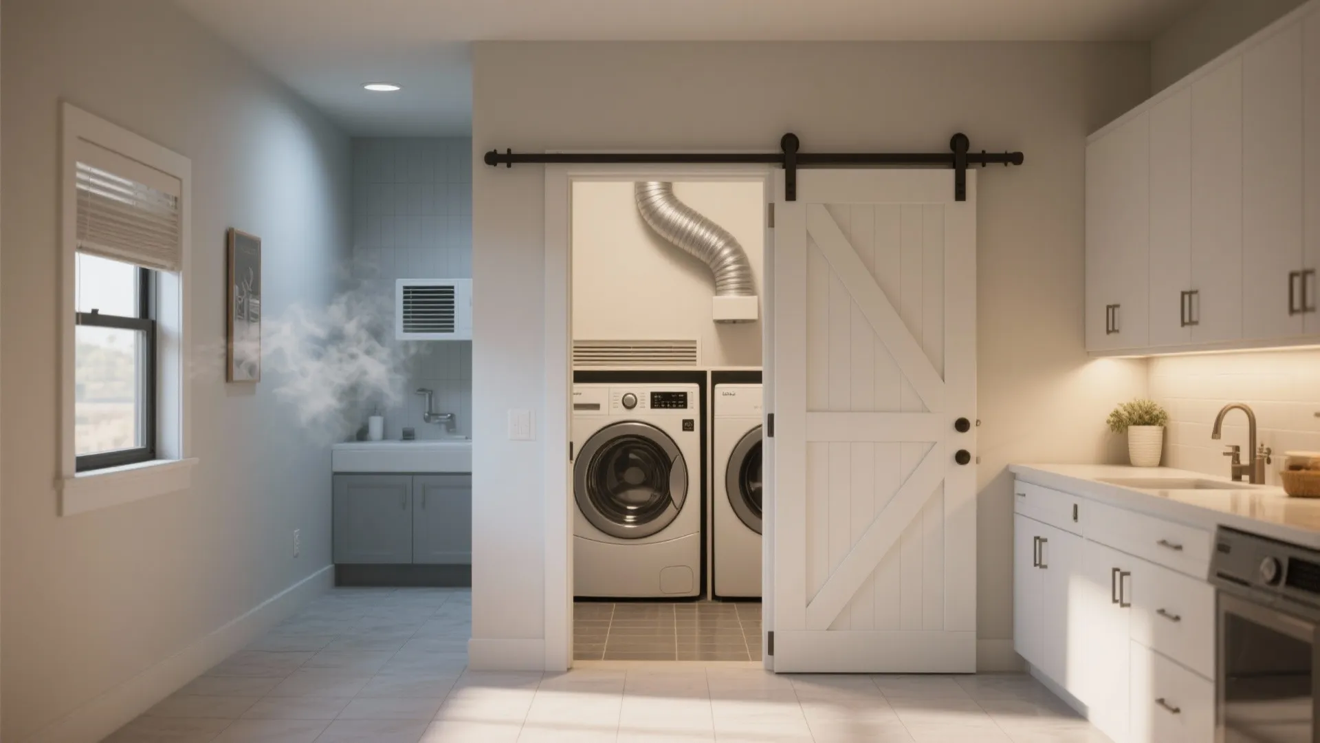 4. Pocket or sliding door + smart ventilation