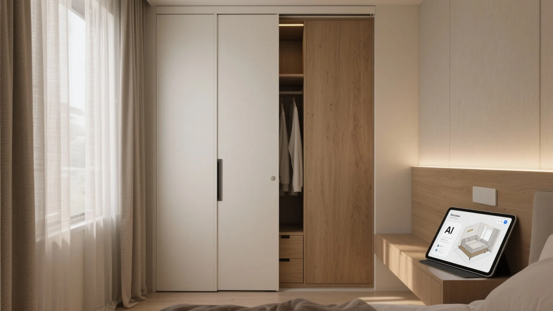 5. Rethink doors, drapery and vertical storage — then add a tech assist