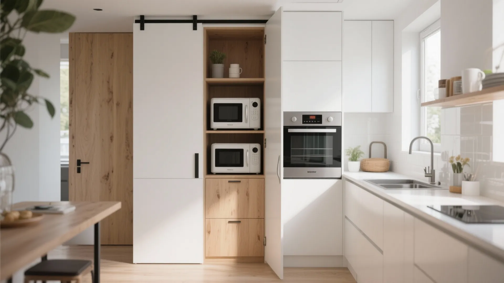 8. Pocket Doors to Hide the Mess