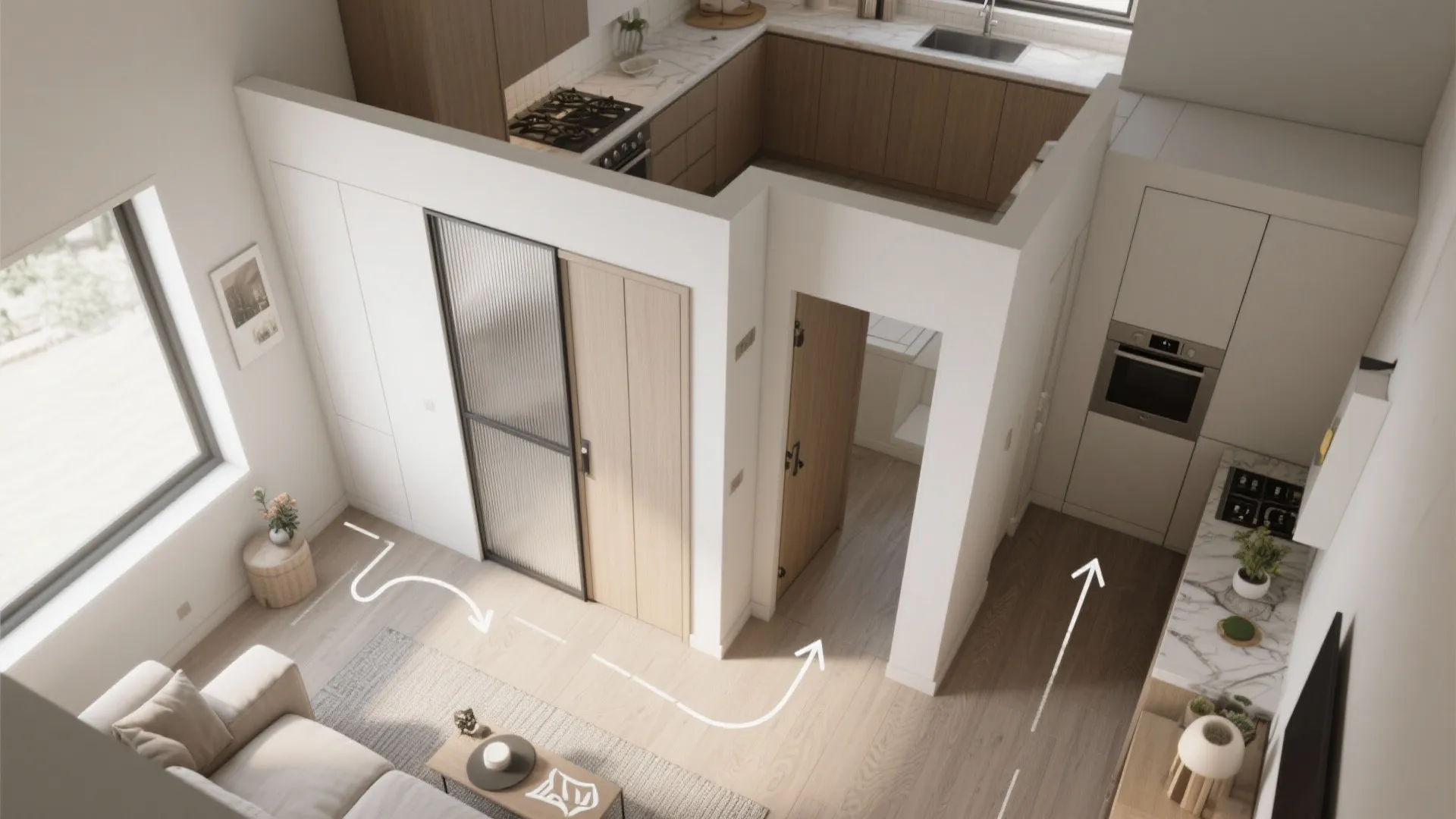 4. Pocket doors, sliding panels and sightline tricks