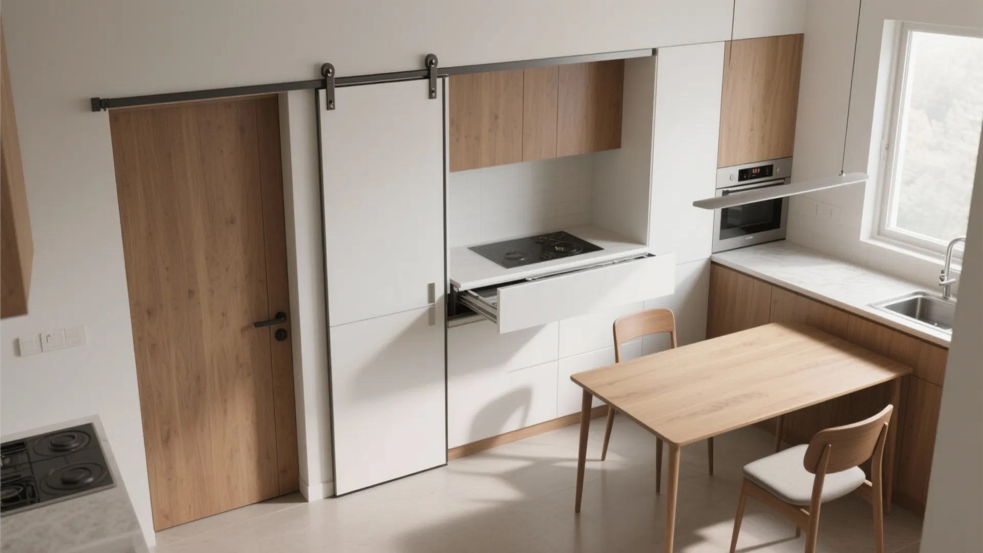 2. Pocket doors and fold-away dining