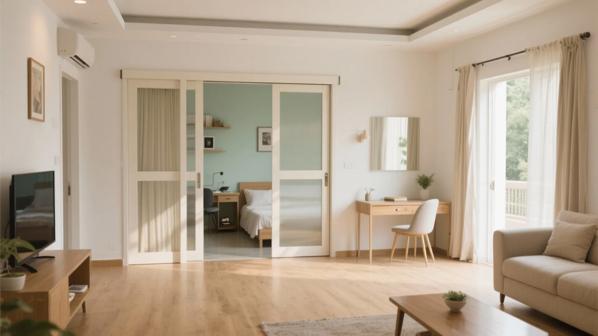 3) Sliding pocket doors to flex a study/guest room
