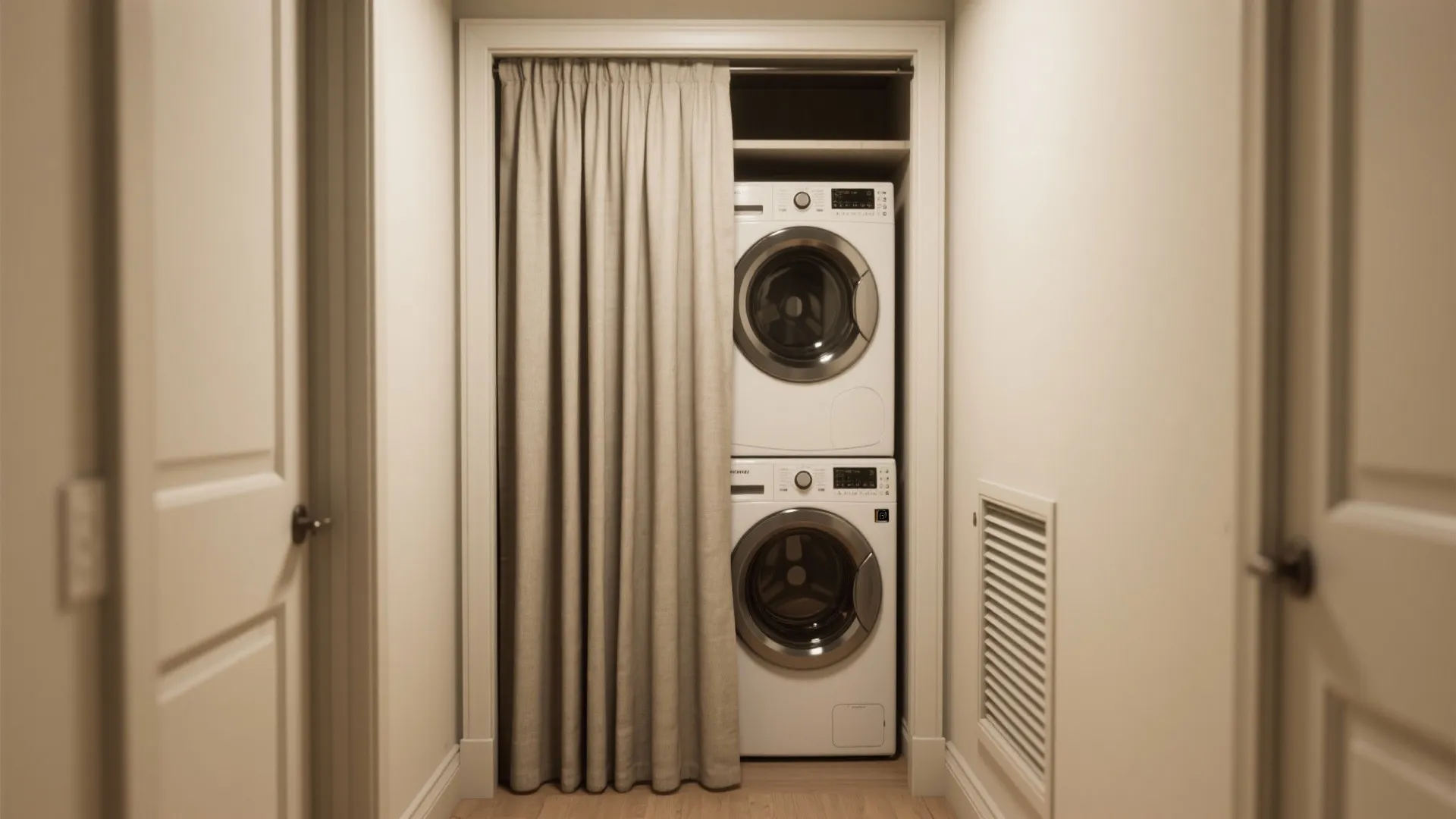 4. Pocket doors or curtain fronts to hide the mess