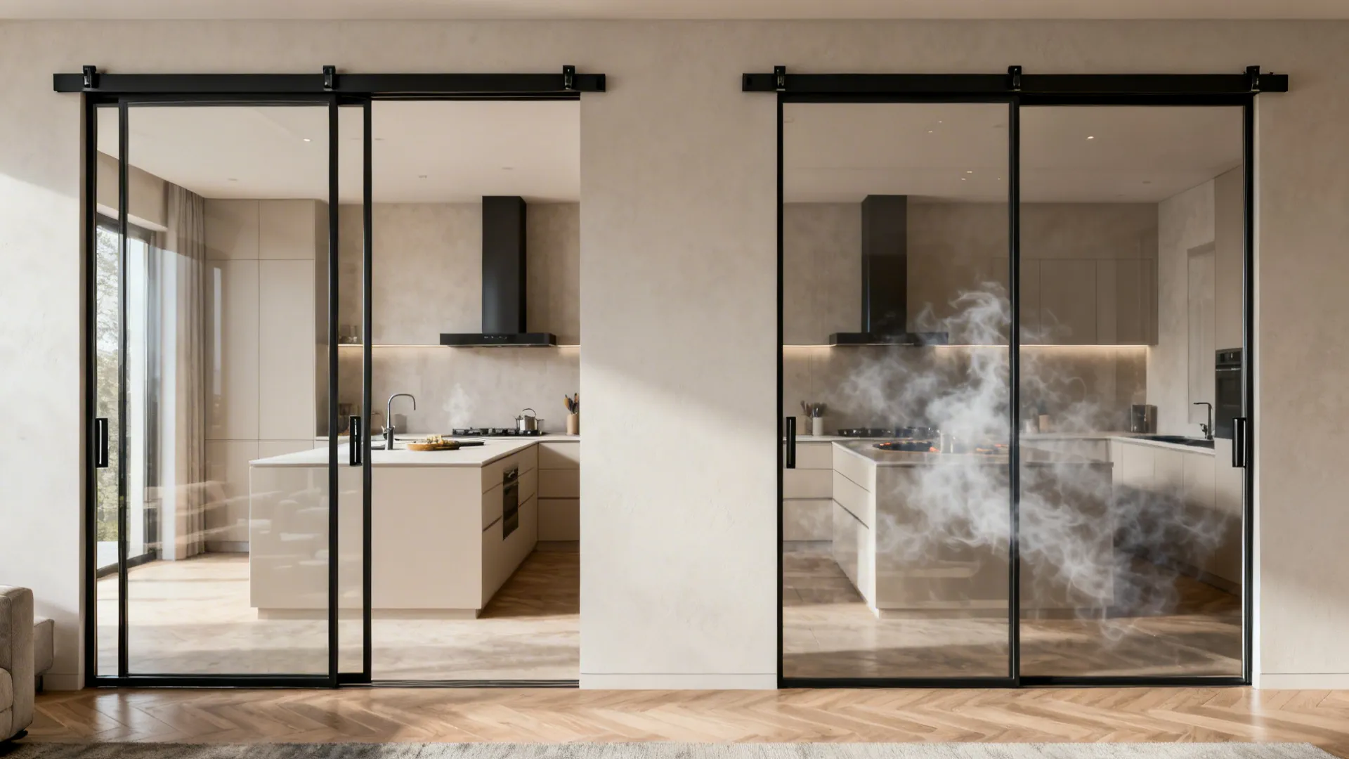 3) Sliding Pocket Doors for Flexible Openness