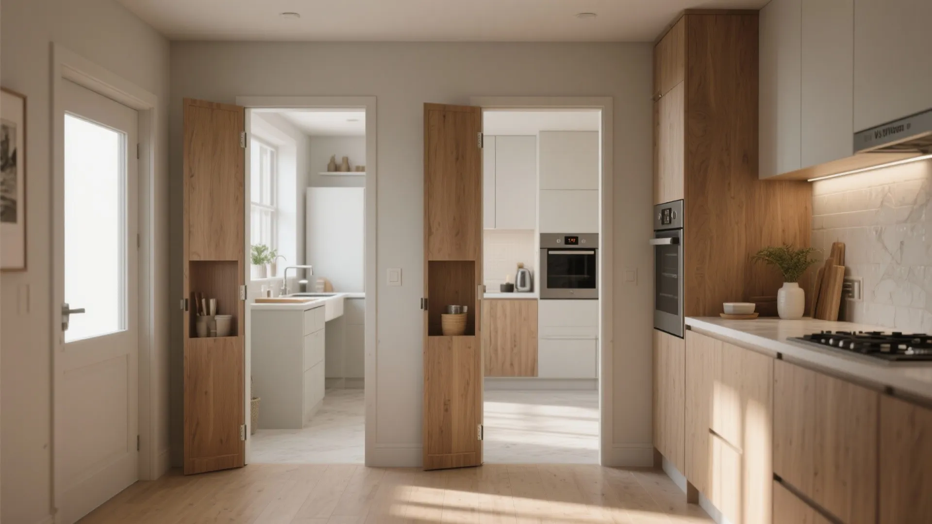 2. Pocket double doors to save swing space