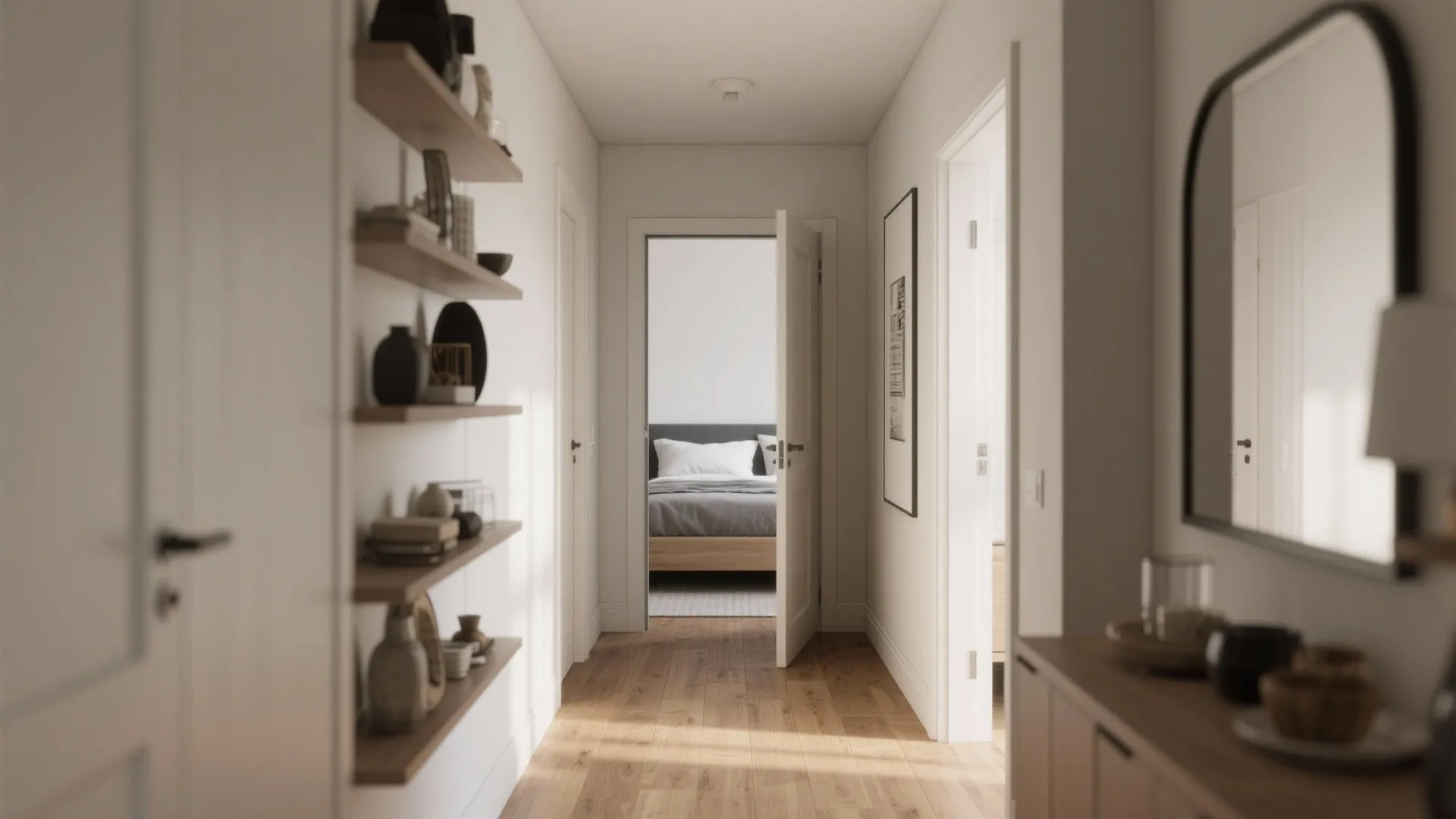 5. Optimize circulation with open storage and pocket doors