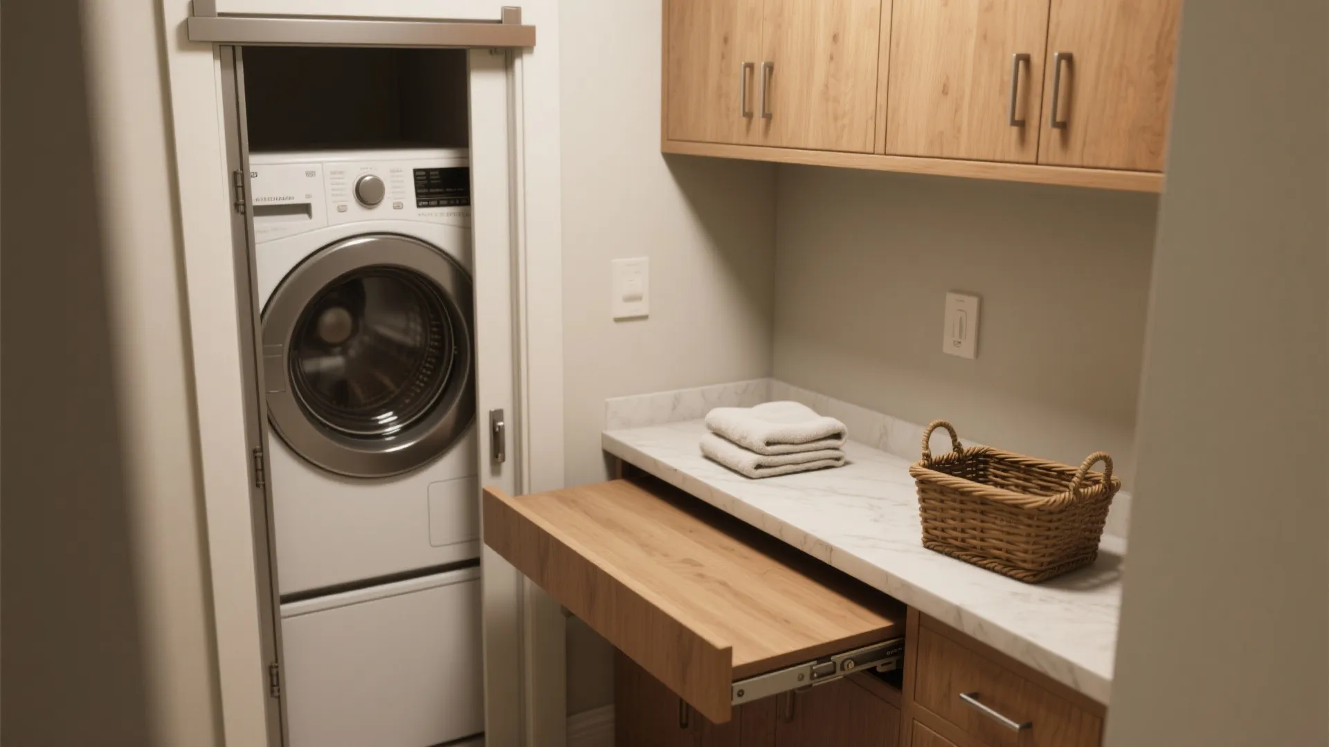 2. Pocket Door and Fold-Down Folding Counter