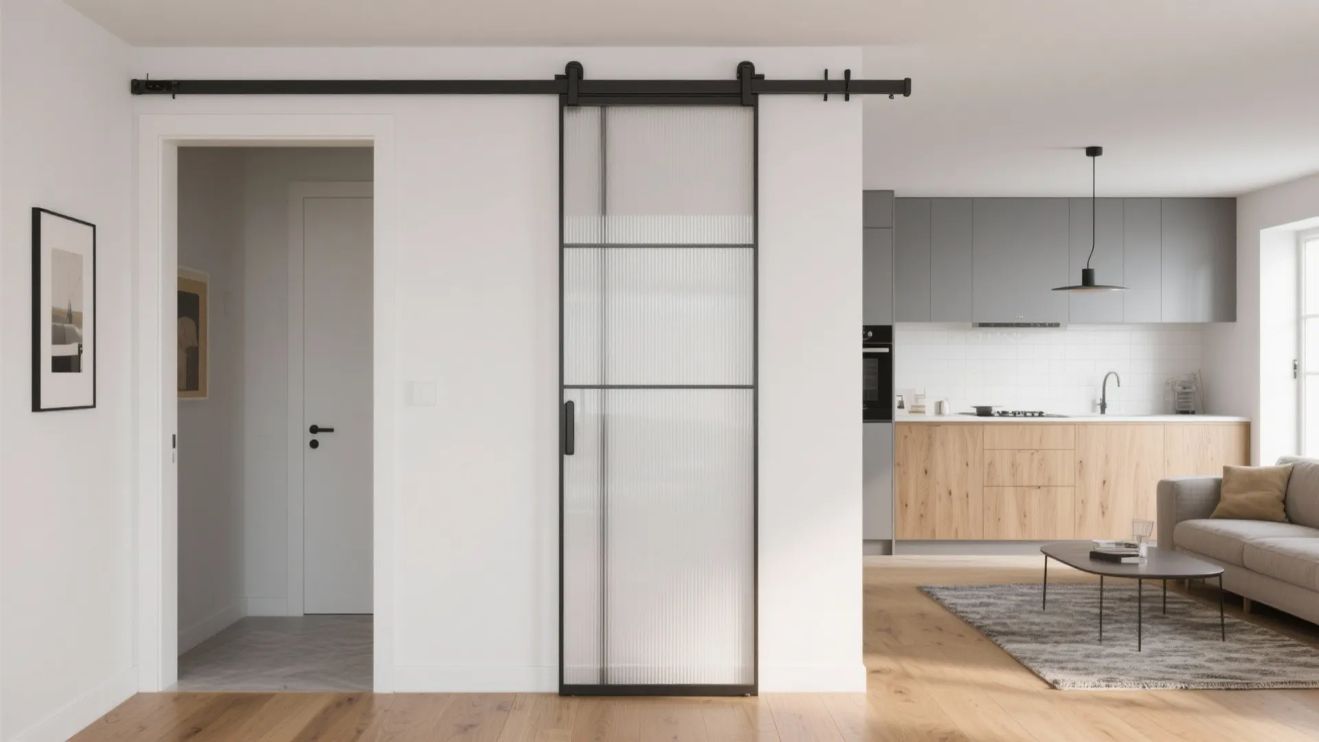 Sliding pocket gate to save swing clearance