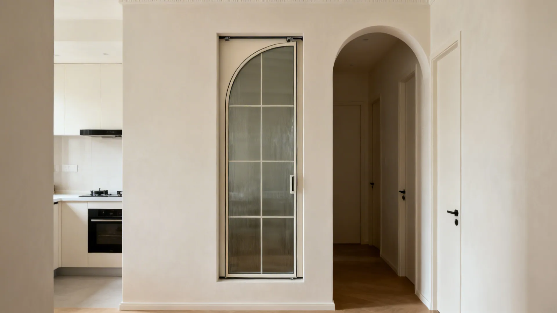 5) Lightweight Drywall Arch with Sliding Pocket Glass