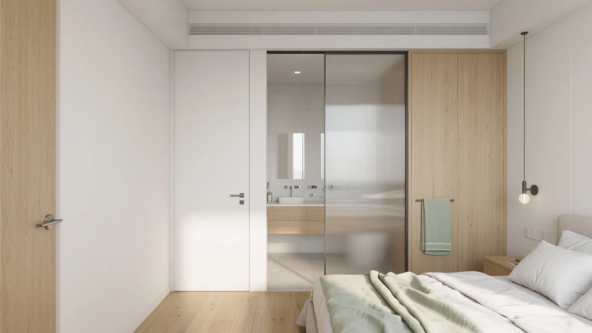 Sliding or Pocket Door + Clear Glass Panel