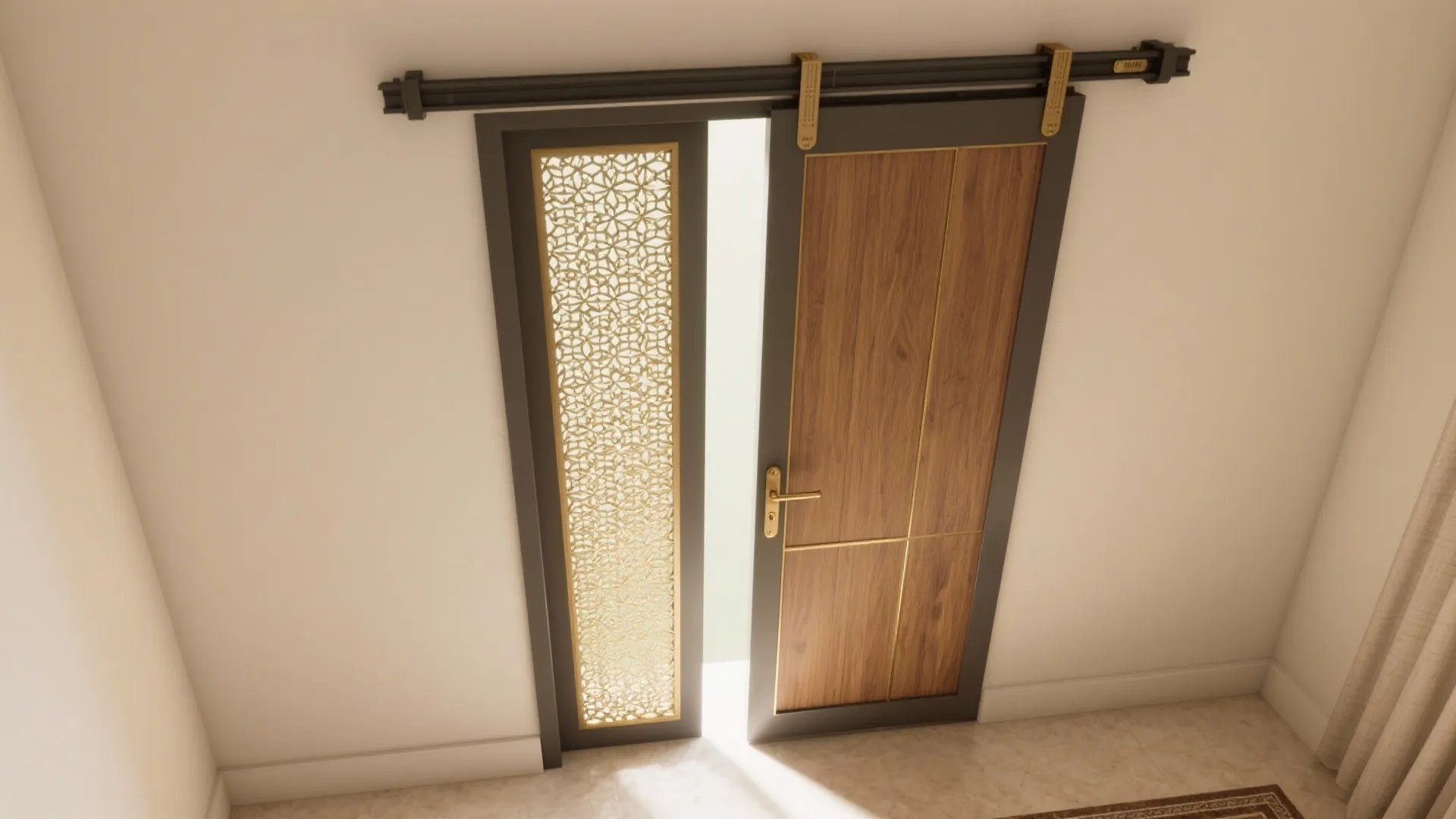 Sliding Pocket Doors with Jaali Accents