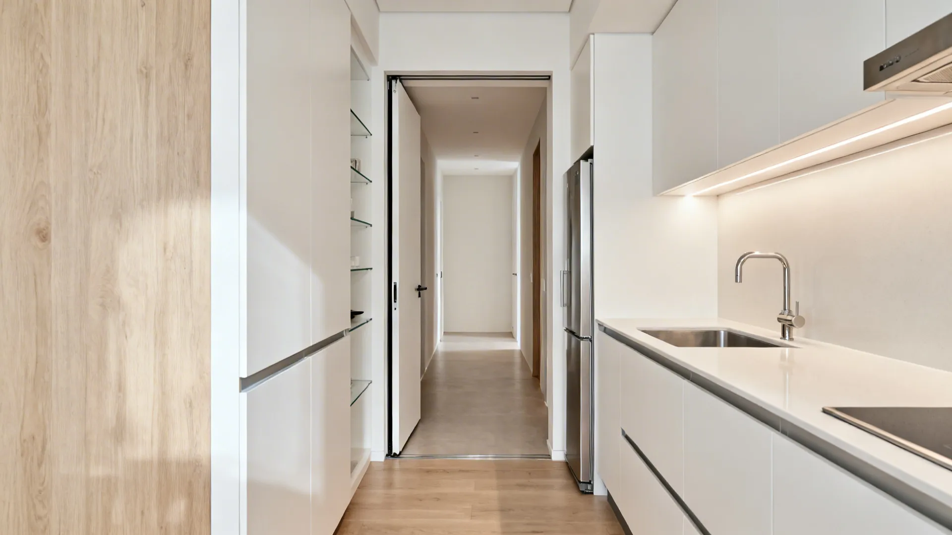 Sliding Pocket Door between Kitchen and Hall