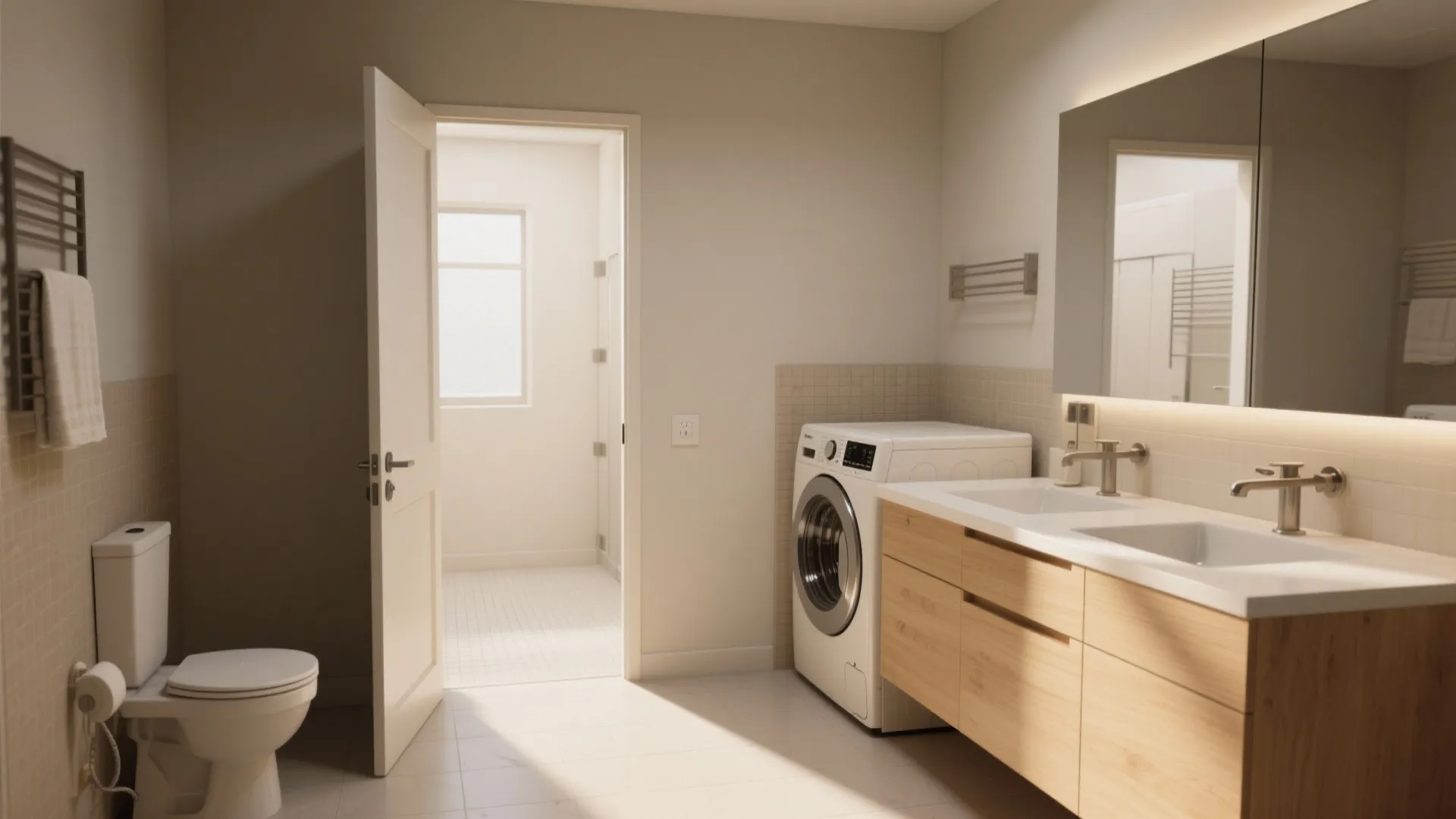 4. Pocket door and L-shaped circulation: Keep the footprint flexible