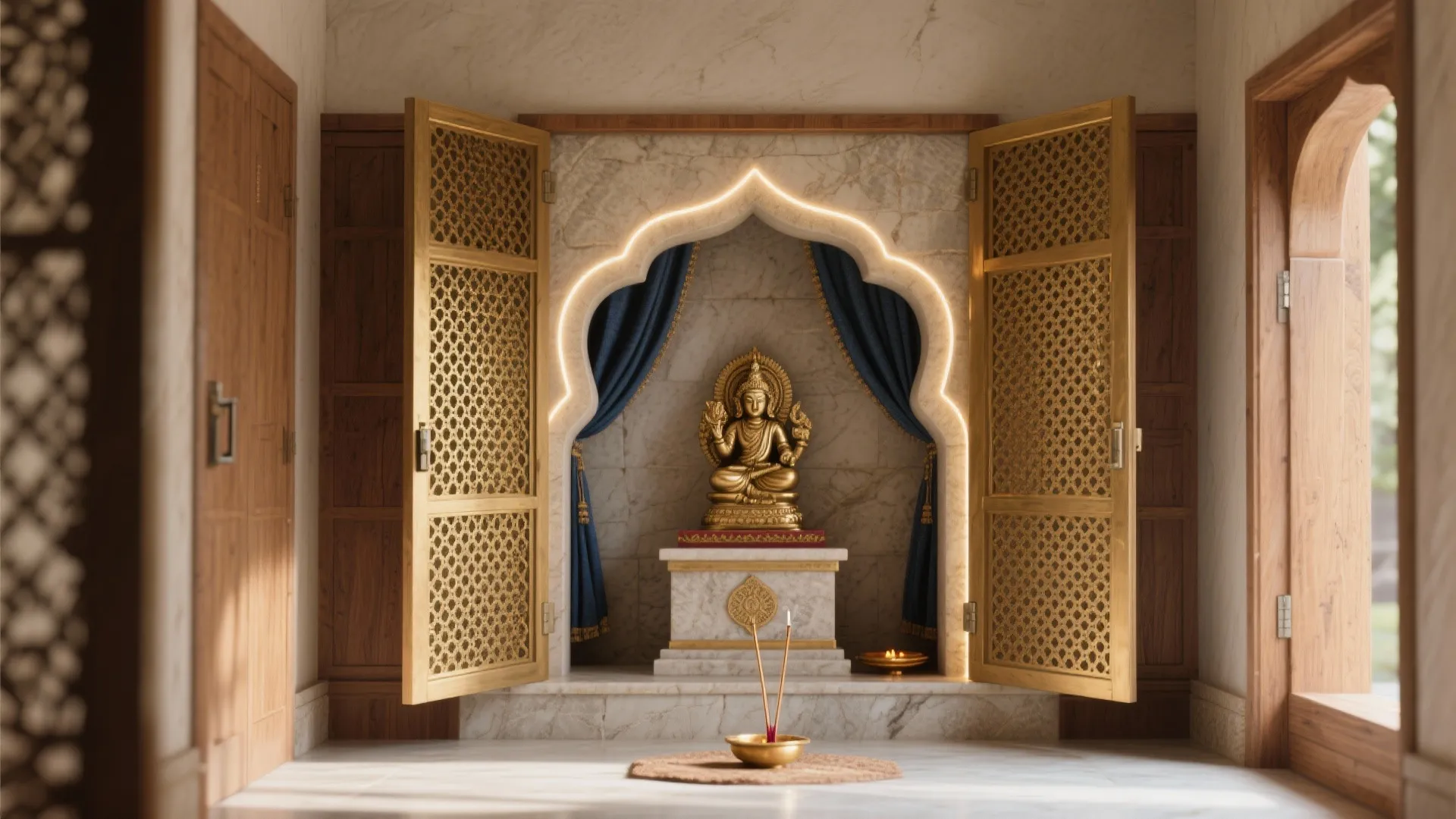 1. Pocket Mandir with Sliding Jaalis