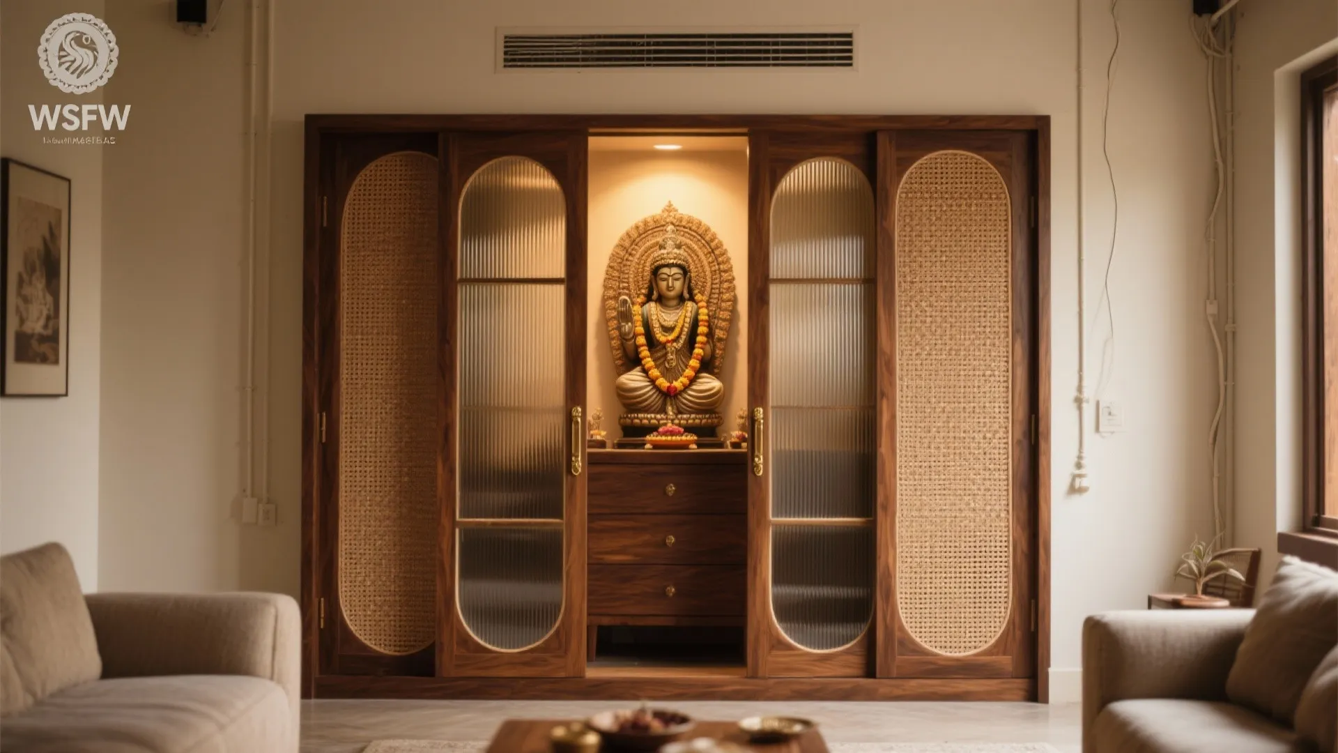 Idea 2: A pocket-door pooja cabinet in the living room