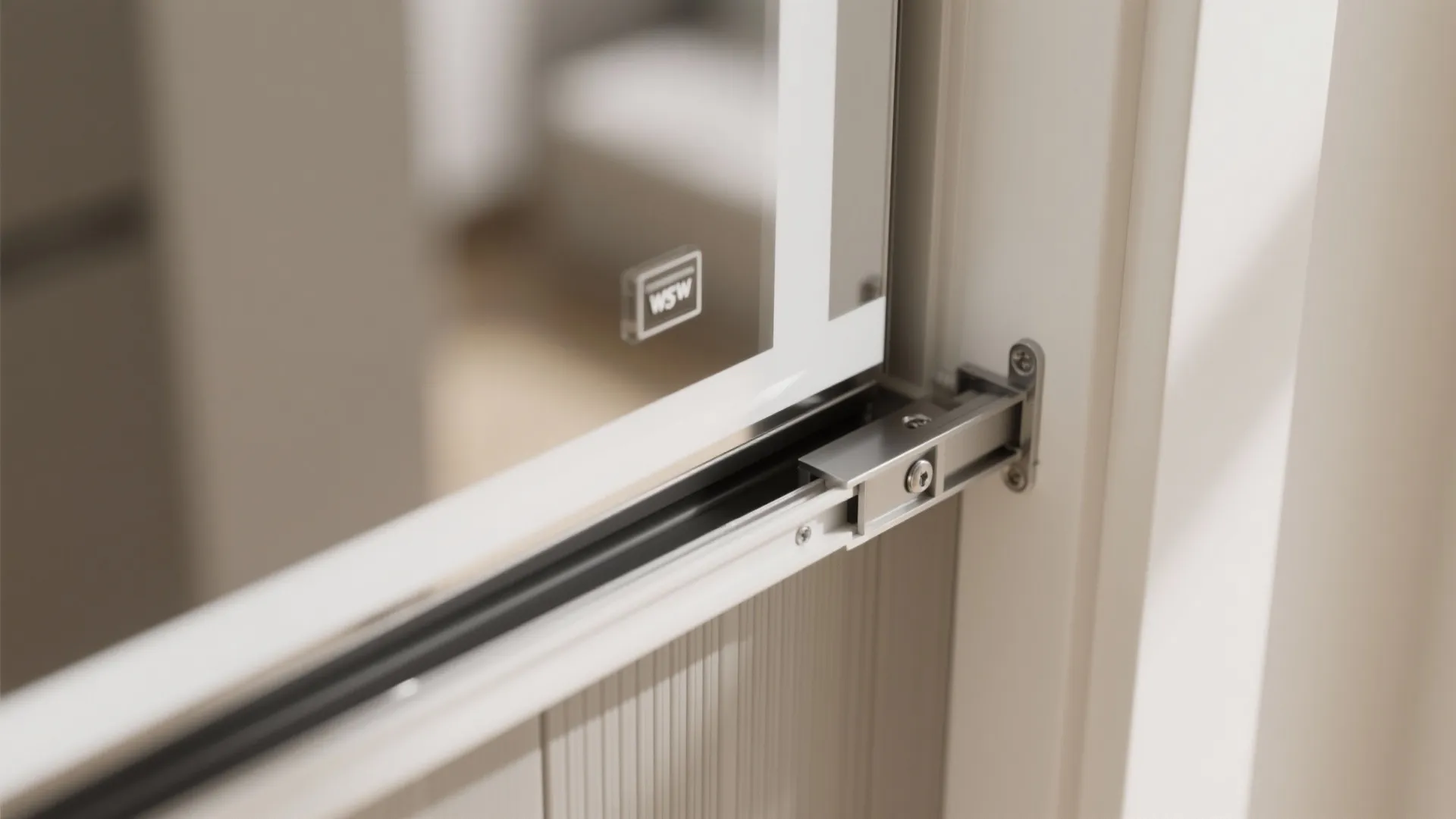 PVC pocket door with integrated mirror panel