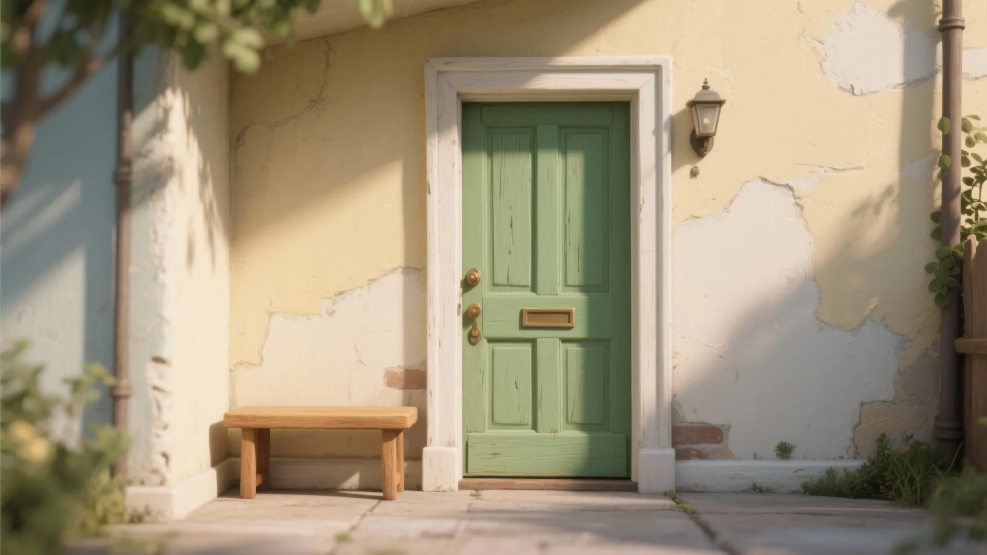 1. Pocket Mural: Paint a “door” and let furniture become the porch
