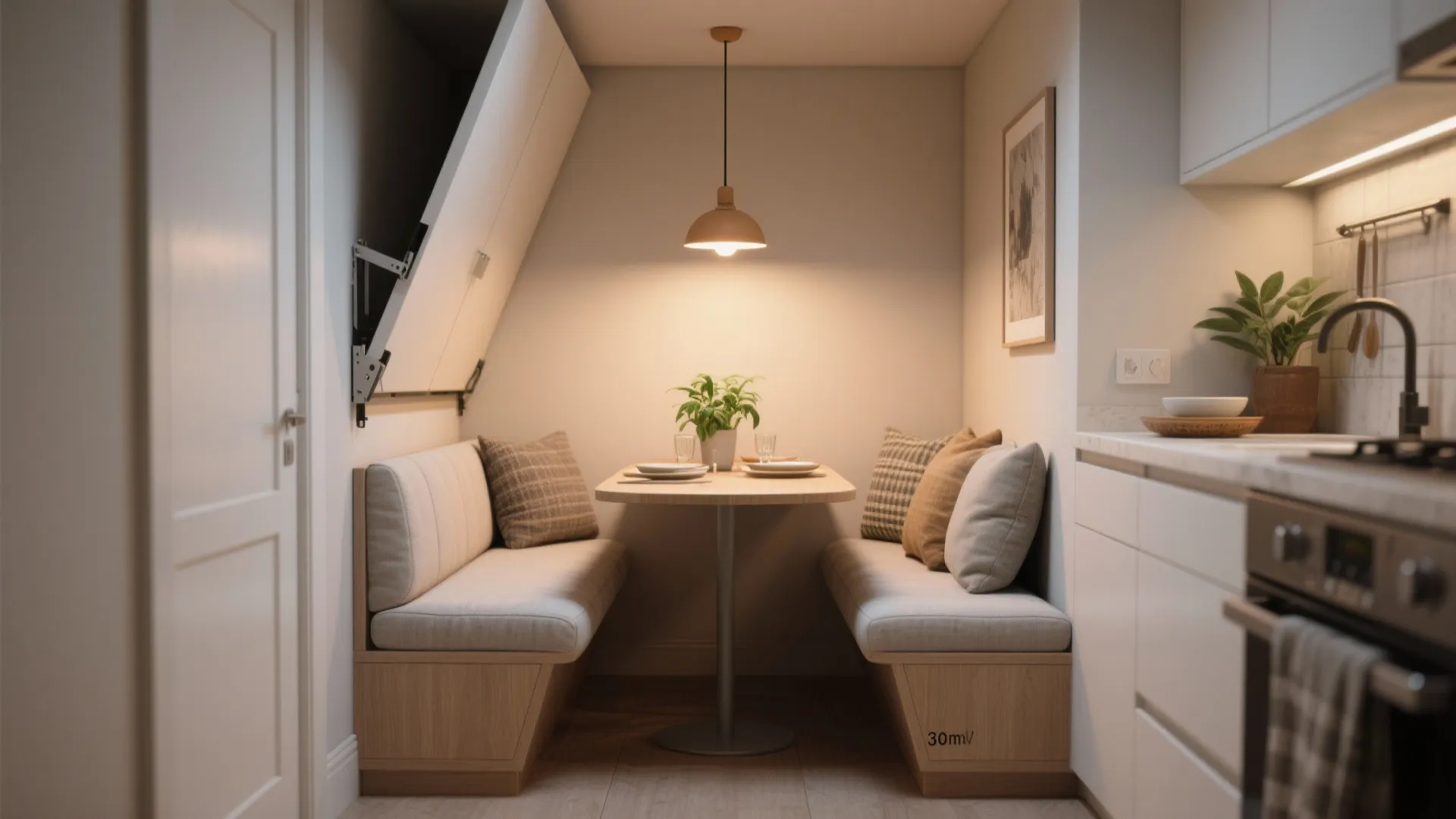 2. Pocket Dining Nook with Folding Table