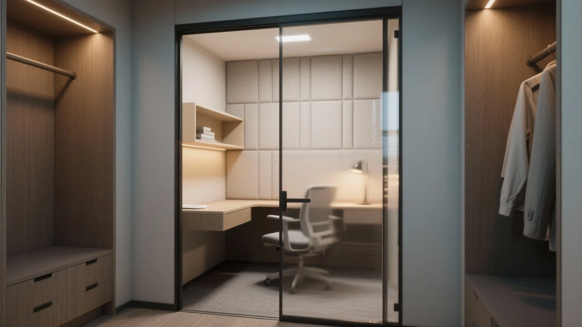 5. Pocket office behind sliding door or glass partition