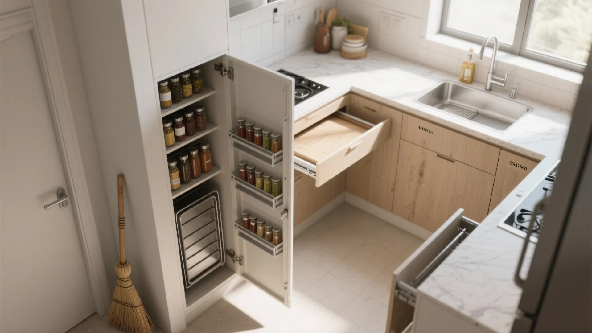 5) Pocket Pantry and Foldaway Surfaces
