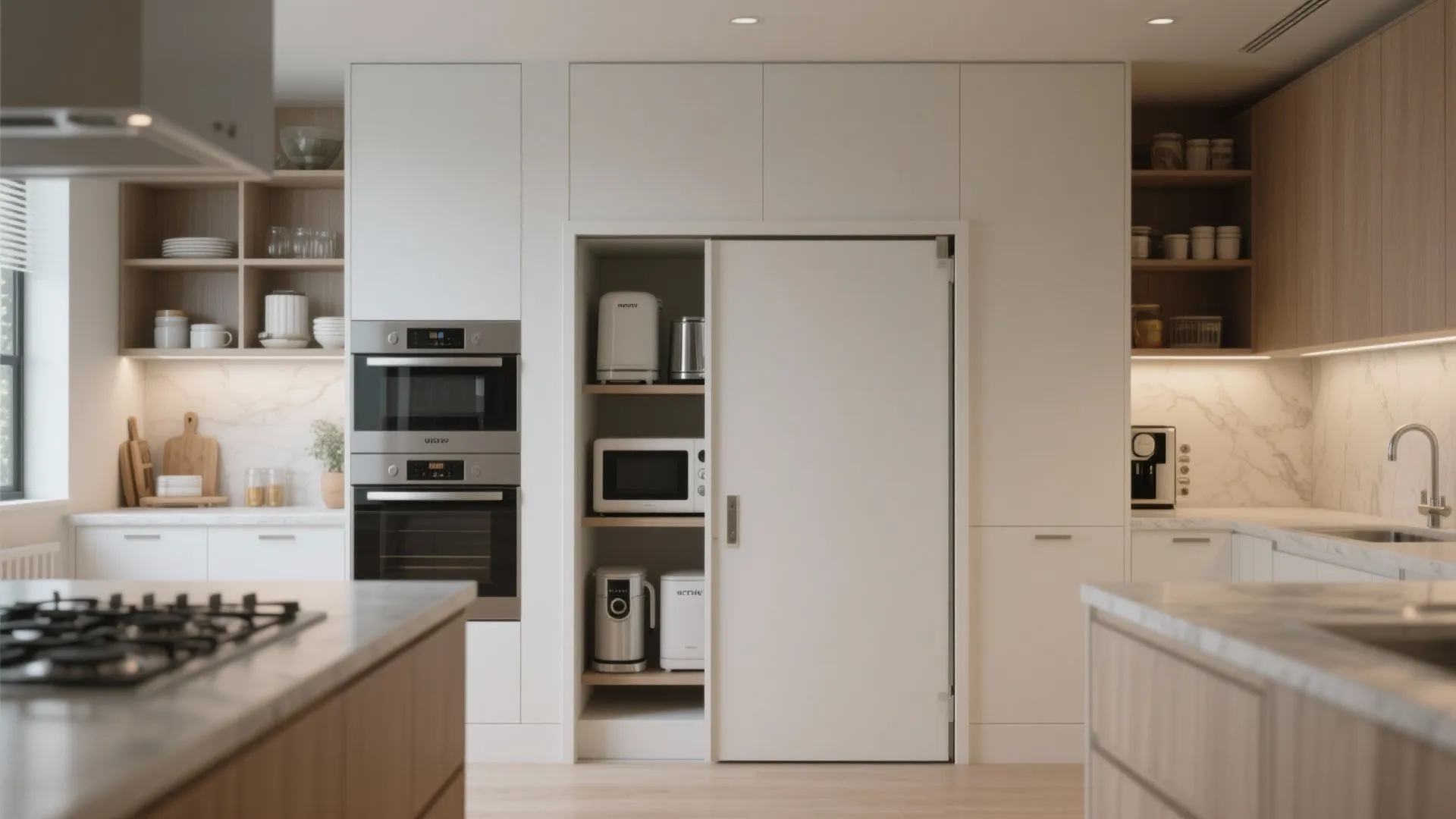 4. Pocket pantry or sliding door pantry wall