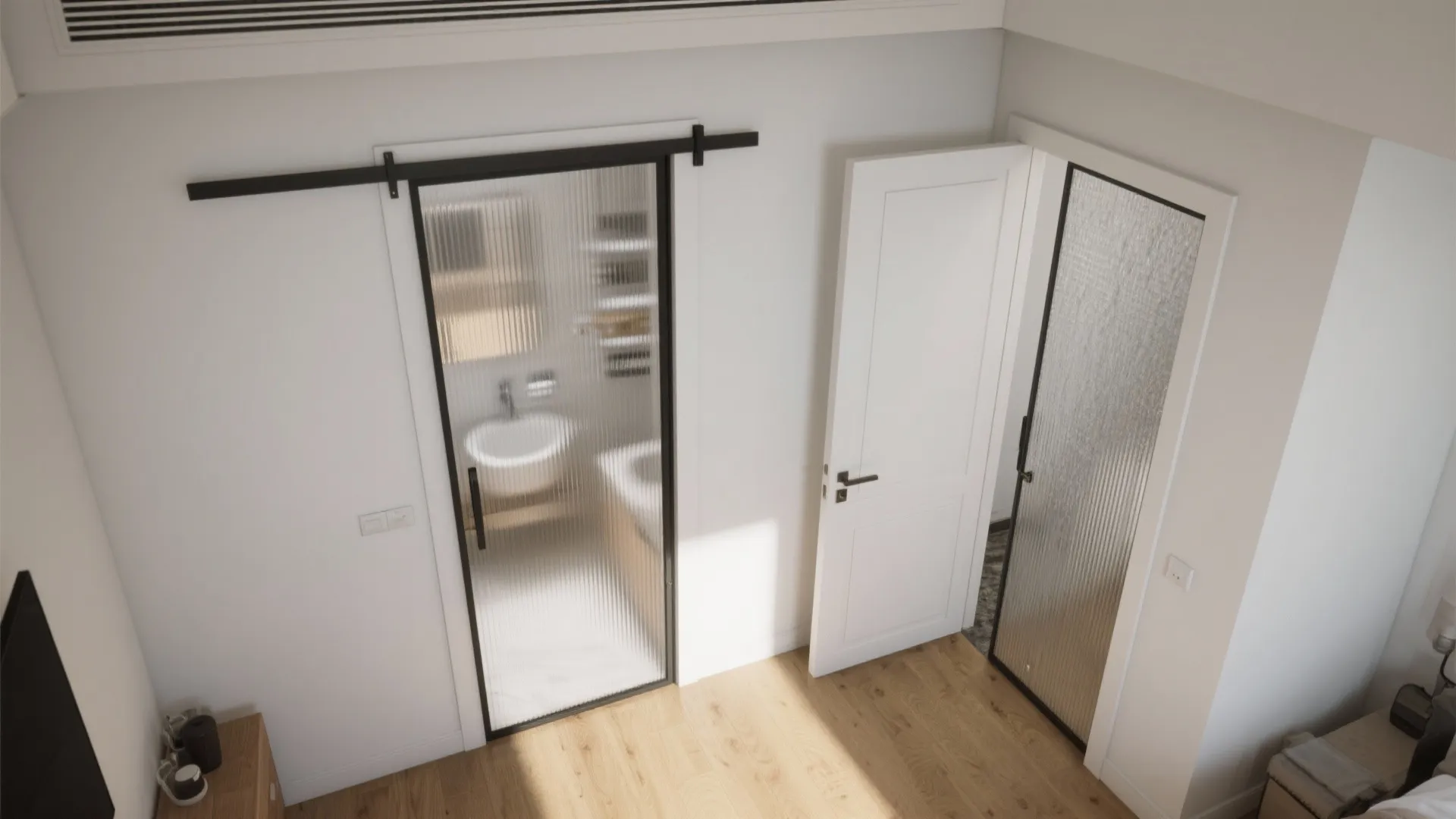 2) Borrow Space with Sliding, Pocket, and Glass