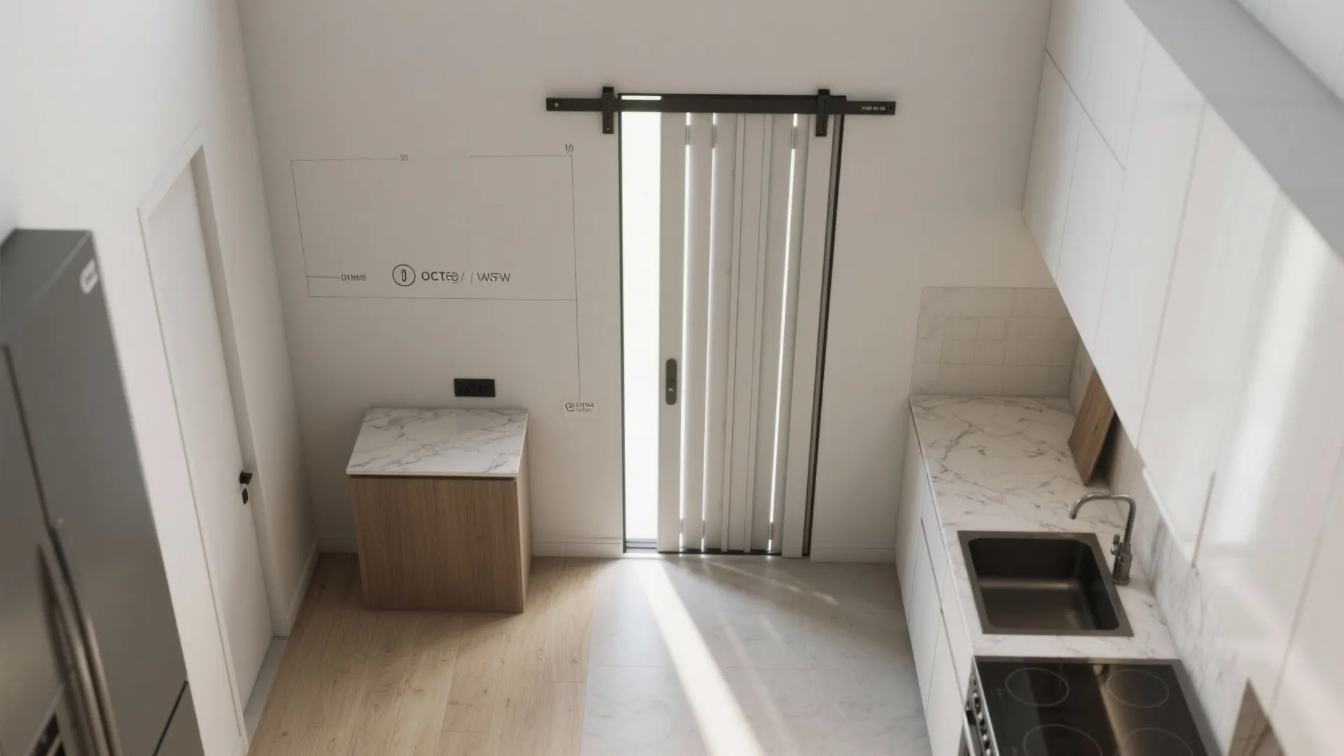 4. Add a pocket or stacking slider for tight kitchens